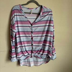 My Story Pink and Blue Striped Button-Down Shirt